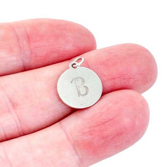 Vintage Stella & Dot Sterling Silver 925 Round Initial “B” Charm Pendant - Picture 1 of 7